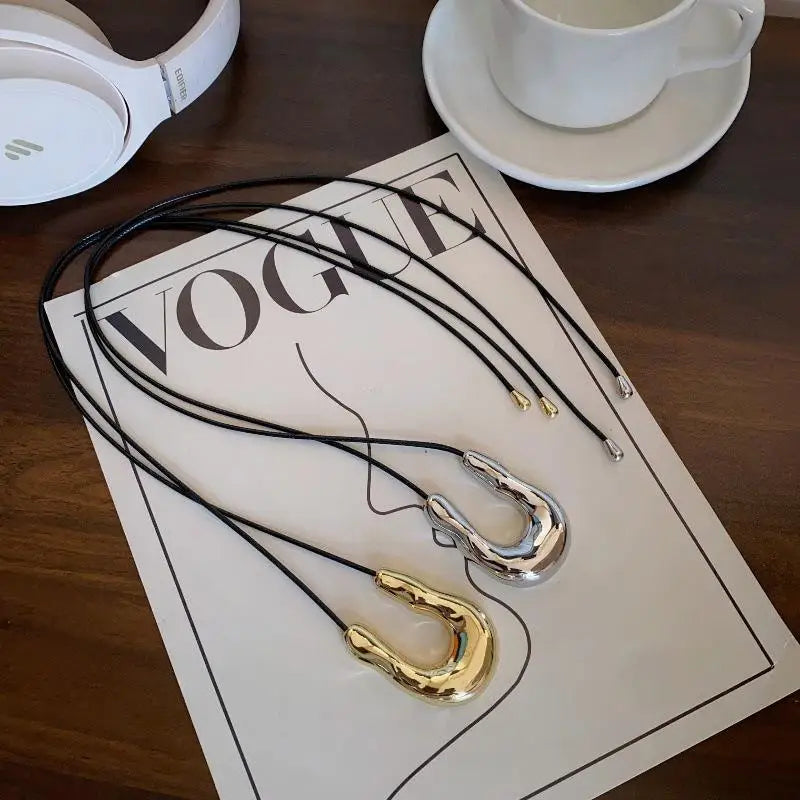 Harriet's Horseshoe, Punk Adjustable, Trendy, Stylish, Vintage, Leather Rope, Pendant Necklace