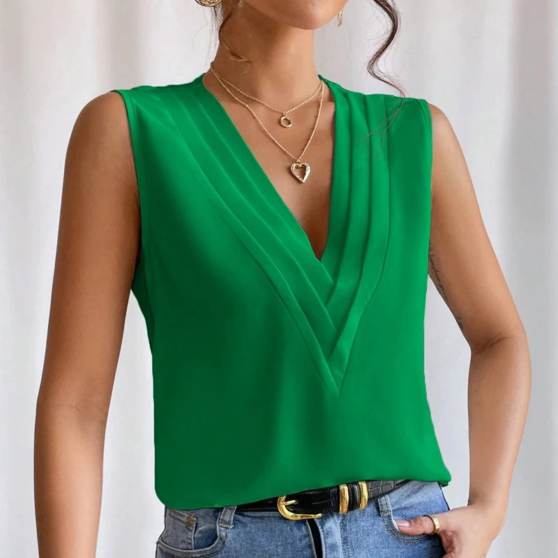 Farida's Elegant Sleeveless Chiffon Blouse