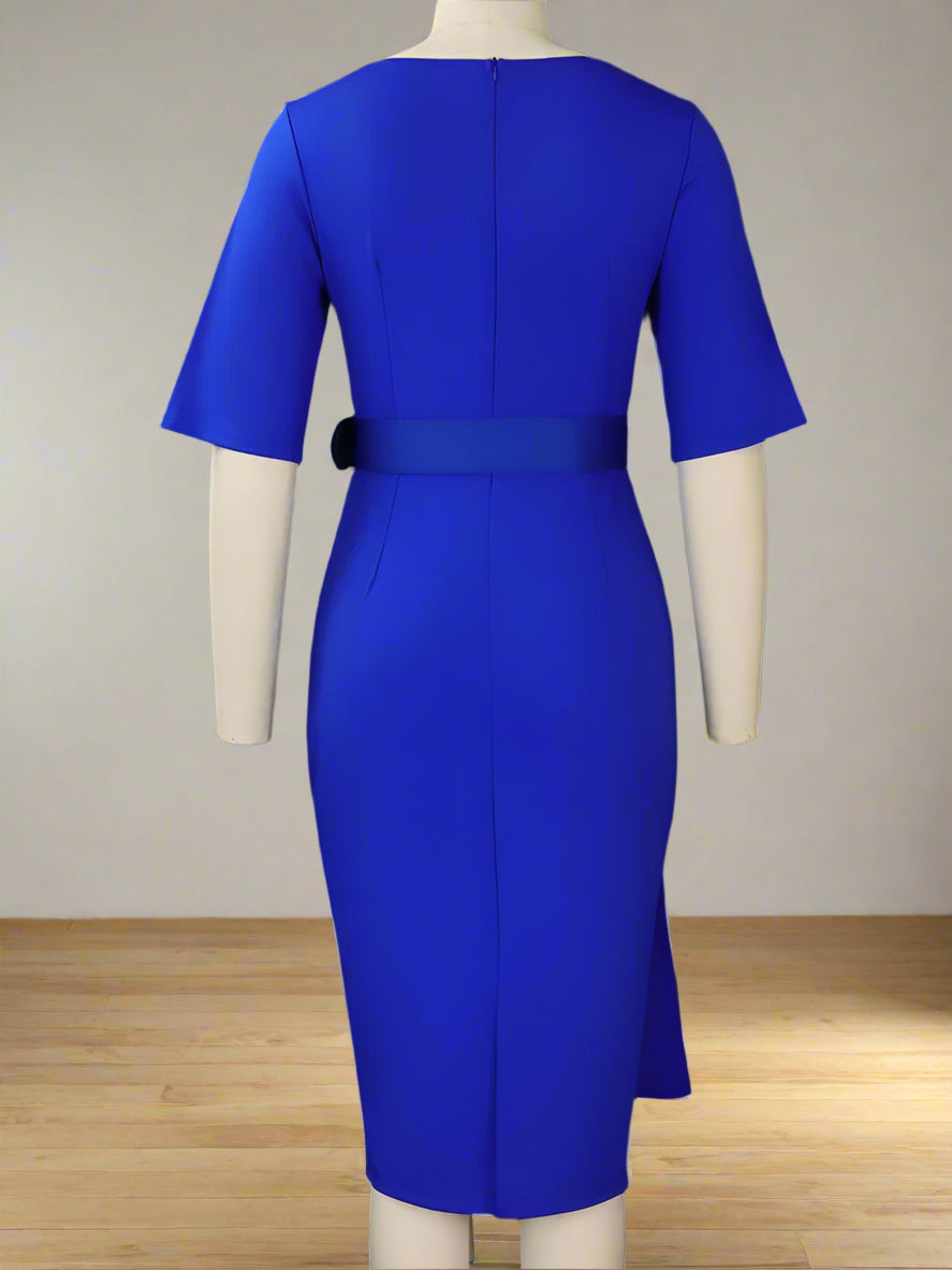 Iman's Trendy, Stylish, Patchwork, Plus size, Half Sleeves, On-Knee, Office Dress