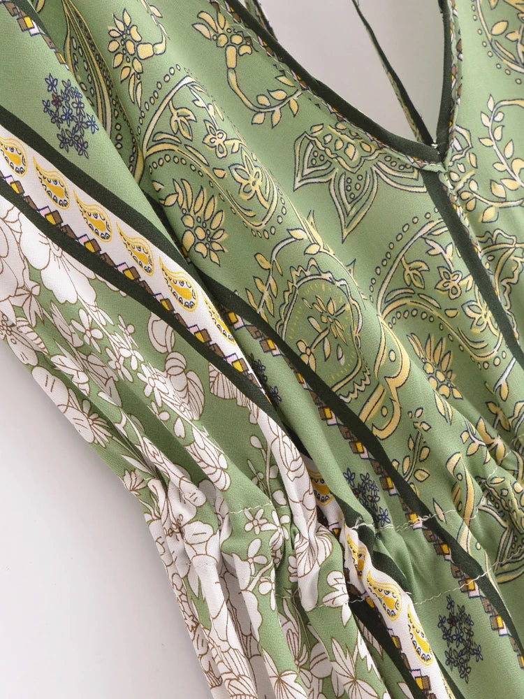 Mila's Floral, Backless, Beach, Party, Boho, Holiday, High-Low, Maxi Dress