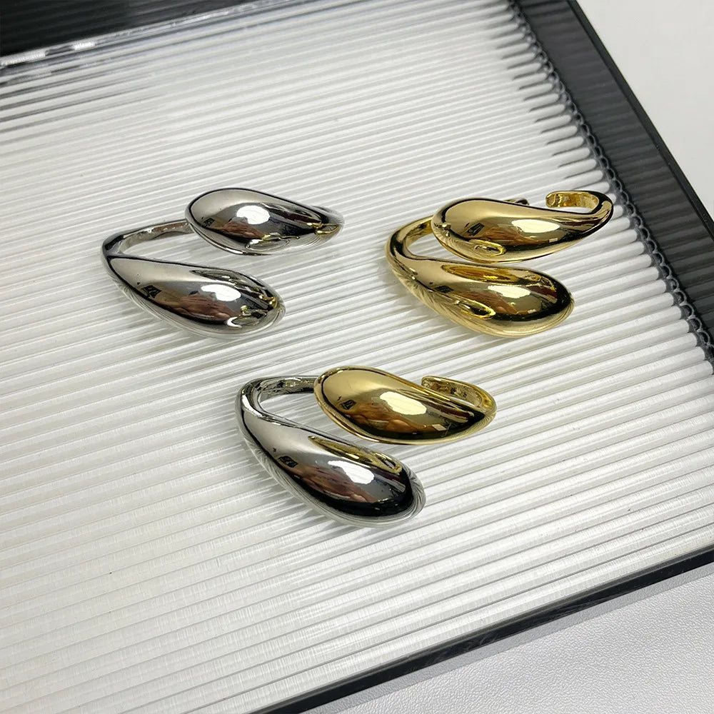 Noha's Exaggerated, Trendy, Stylish, Chunk, Punk, Golden/Silver, Double Ring