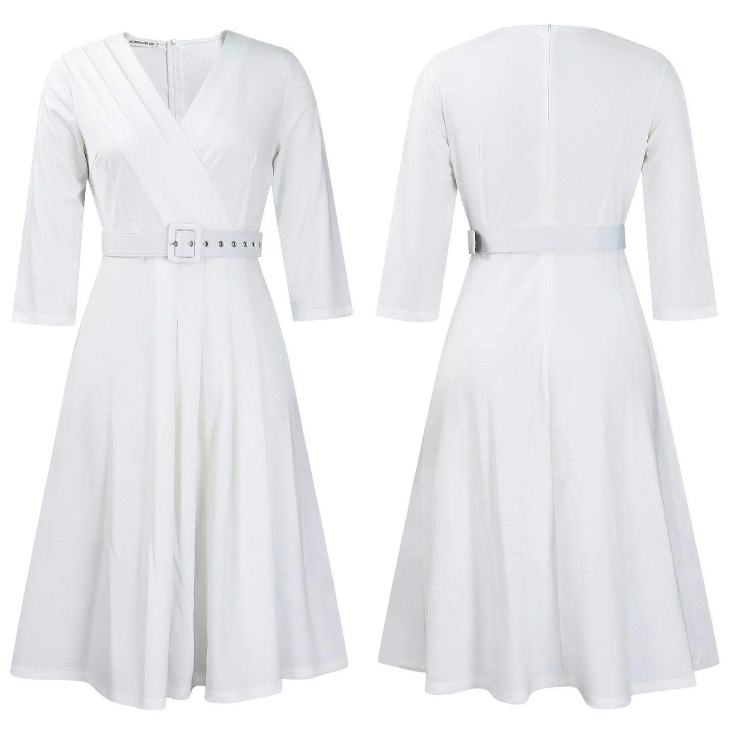 Samantha's Pleated, Trendy, Stylish, Formal, Office style, Sleeves, Midi Dress