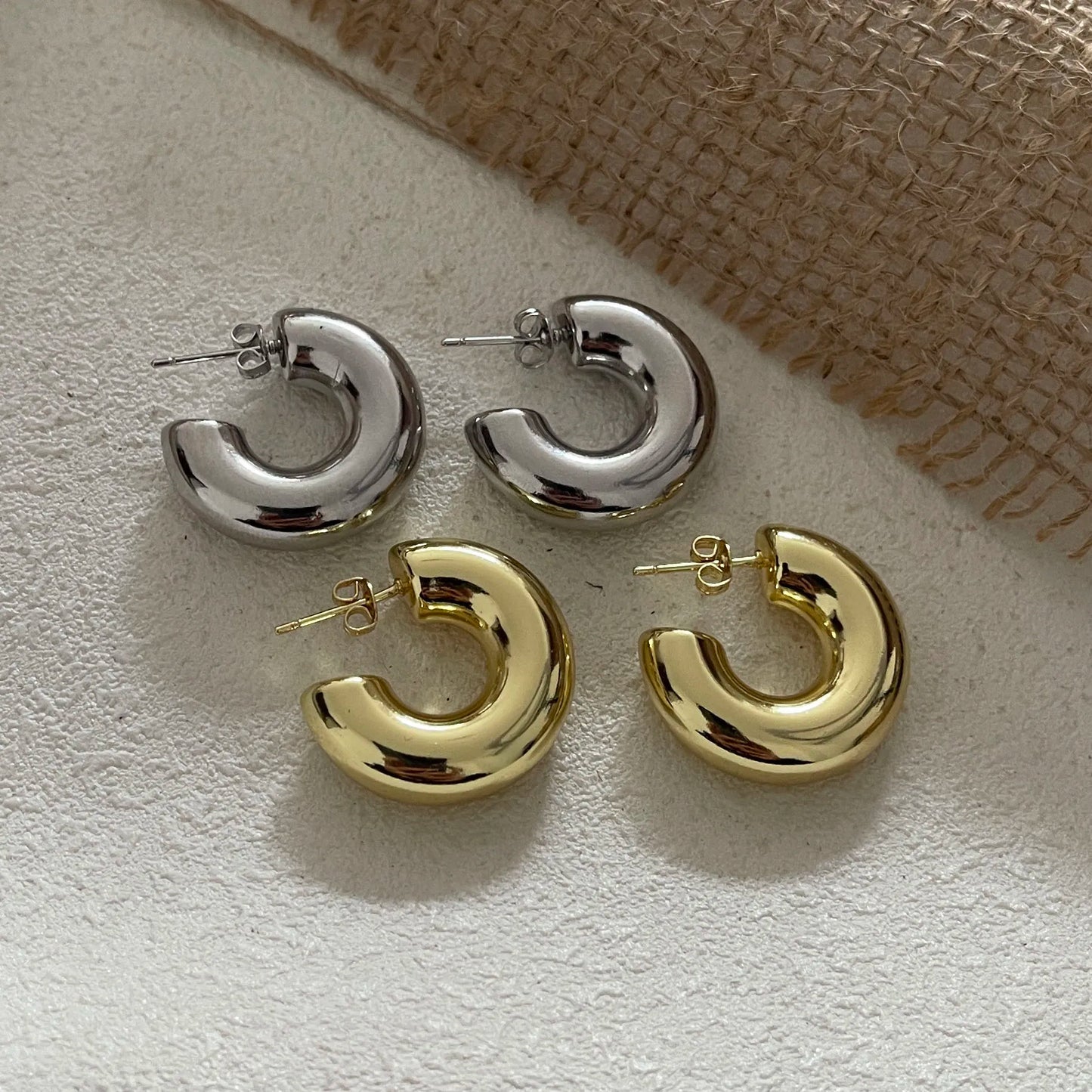 Sylvia's 925 Sterling Silver, Trendy, Simple, Solid Circle, Golden, Stud Earrings