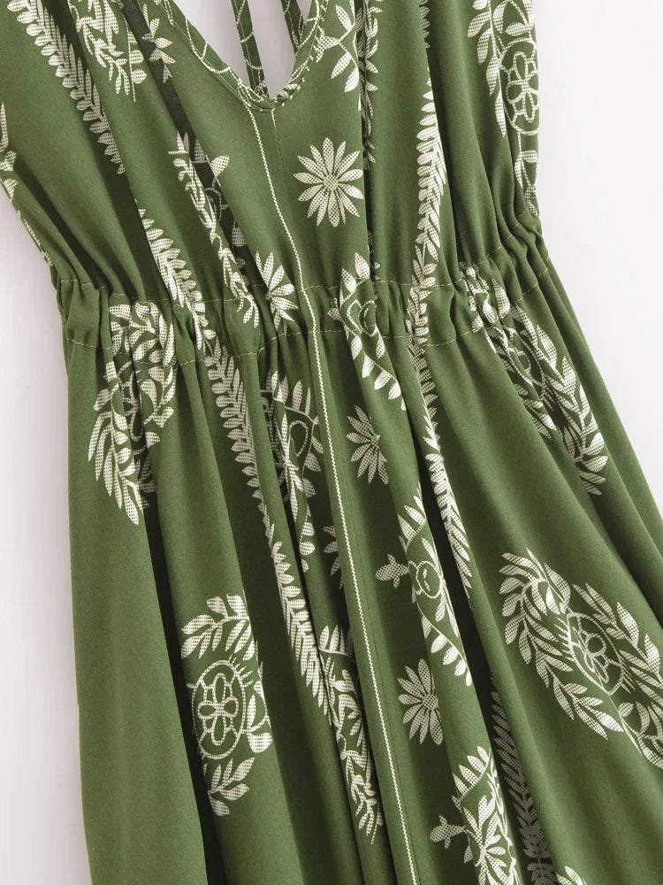 Mila's Floral, Backless, Beach, Party, Boho, Holiday, High-Low, Maxi Dress