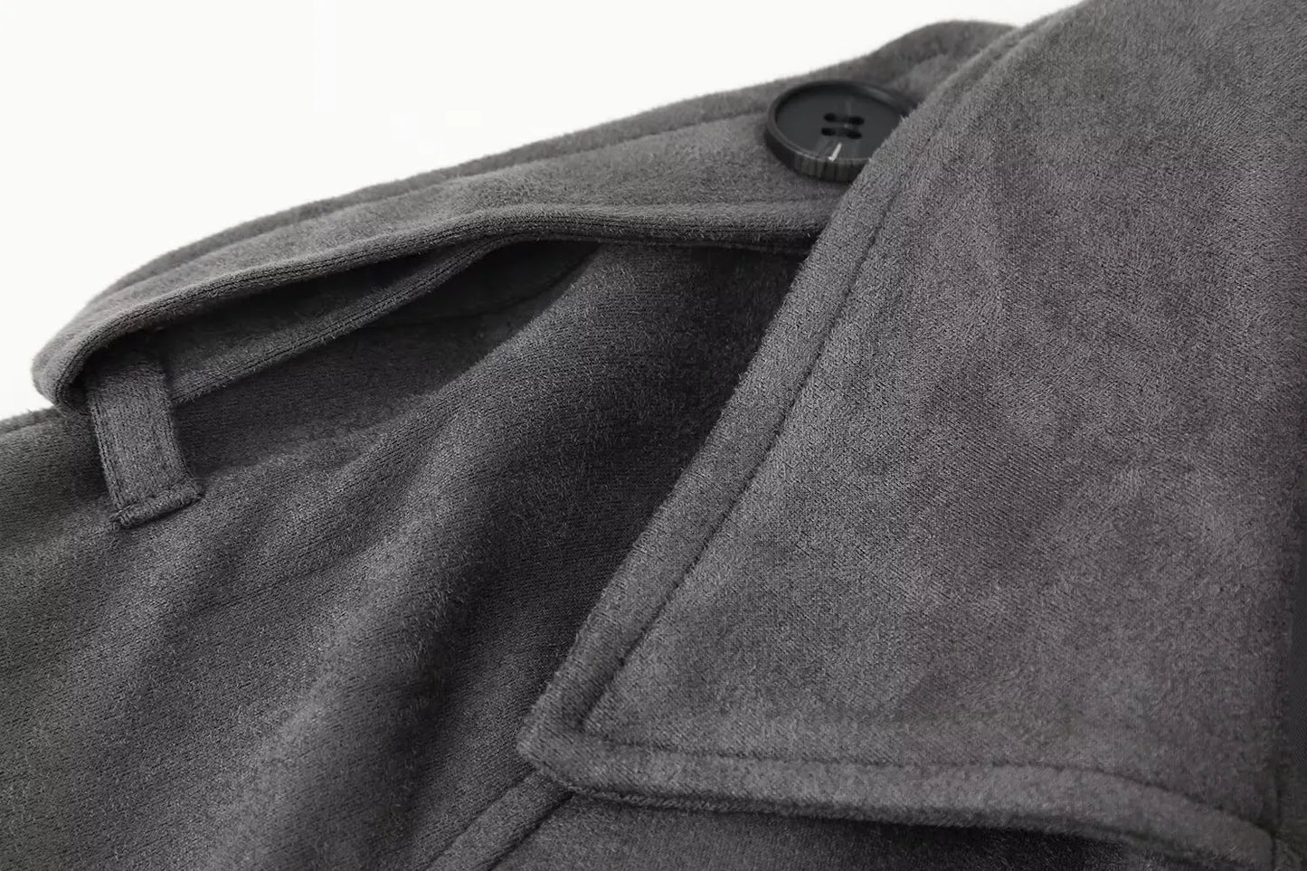 Sally's Solid, Suede, Winter, Double Breasted Stylish, Chic, Trendy, Long, Trench Coat