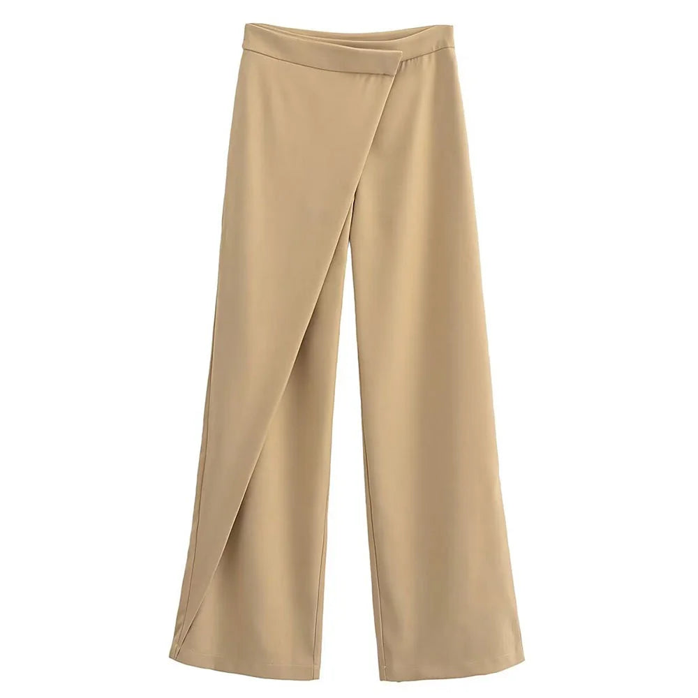 Lara's Slim-Fit elegant Bootcut stylish pants with wrap