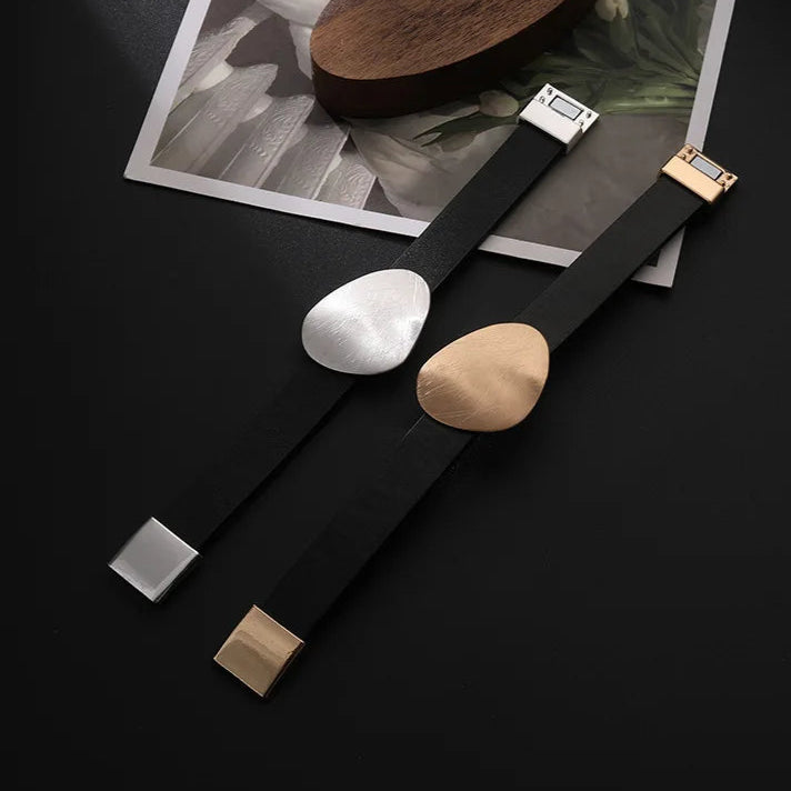 Tania's Trendy, Stylish, Vintage, Minimalist, Magnet Lock, Golden/Silver, Cuff, Bangles Bracelets