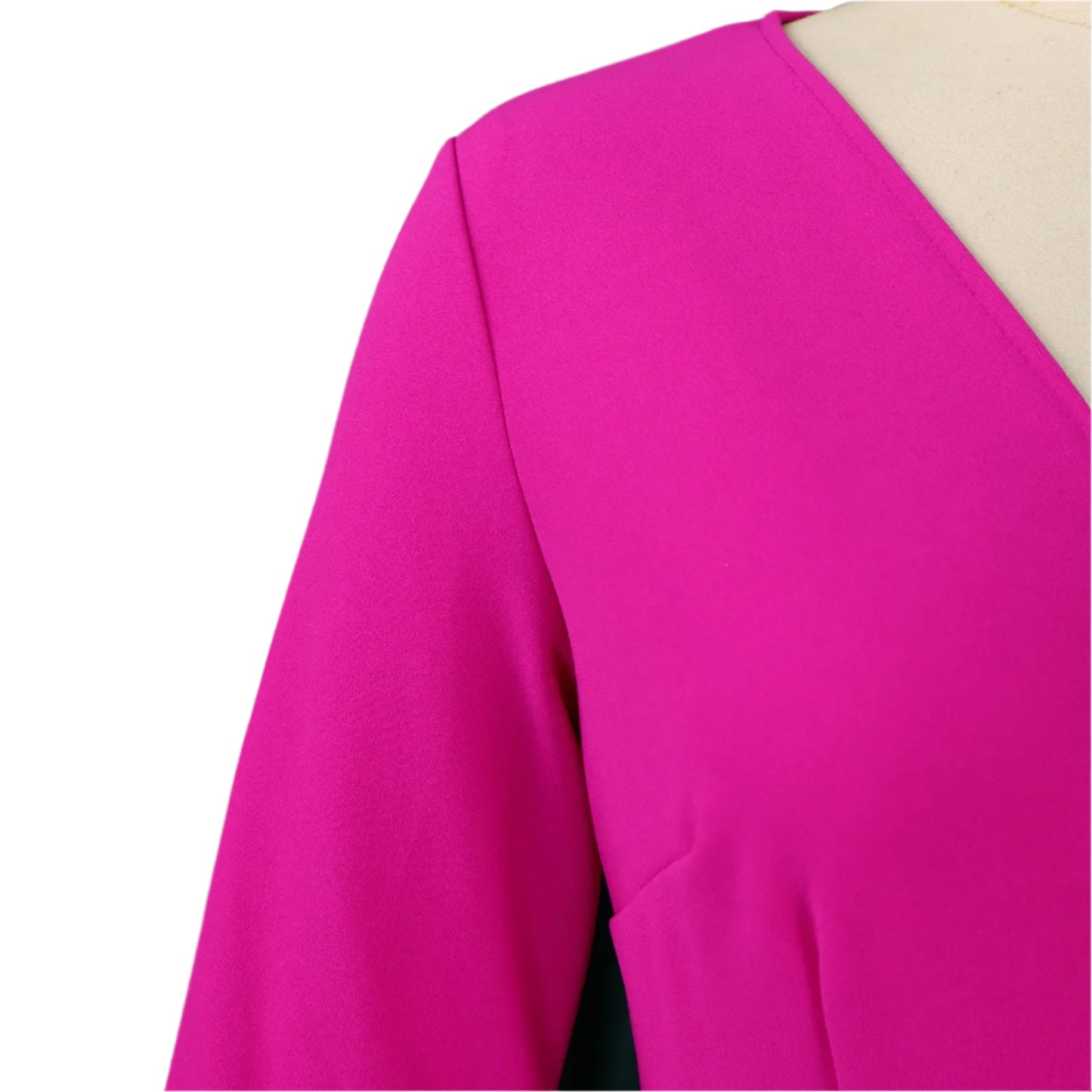 Liz's Plus size, stylish, trendy, Pleated, Temperament, V-Neck, Midi, Office Dress