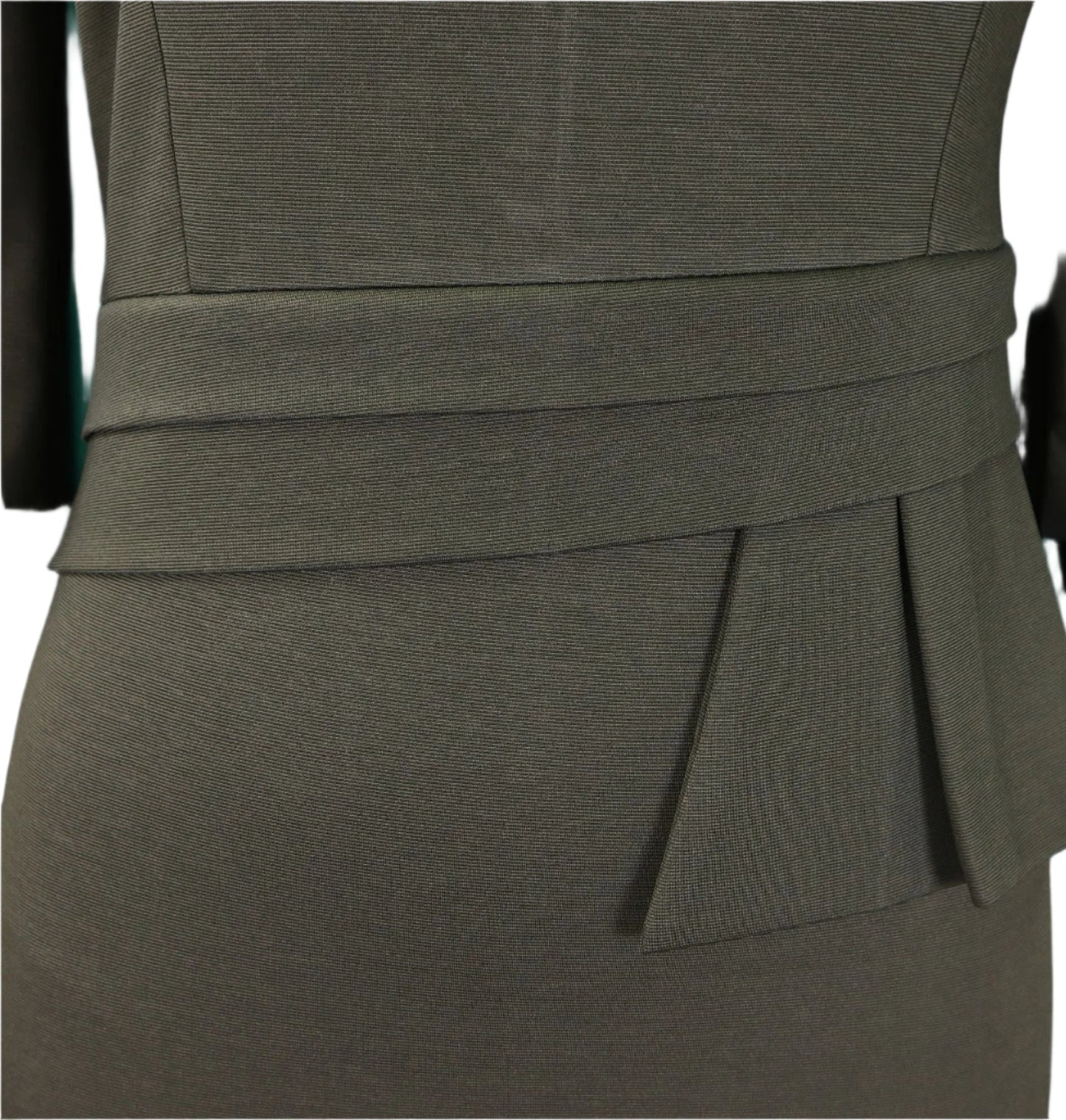 Huda's Sheath, Solid Color, Trendy, Stylish, Vintage, Midi, 3/4 Sleeves, Fit, Office Dress