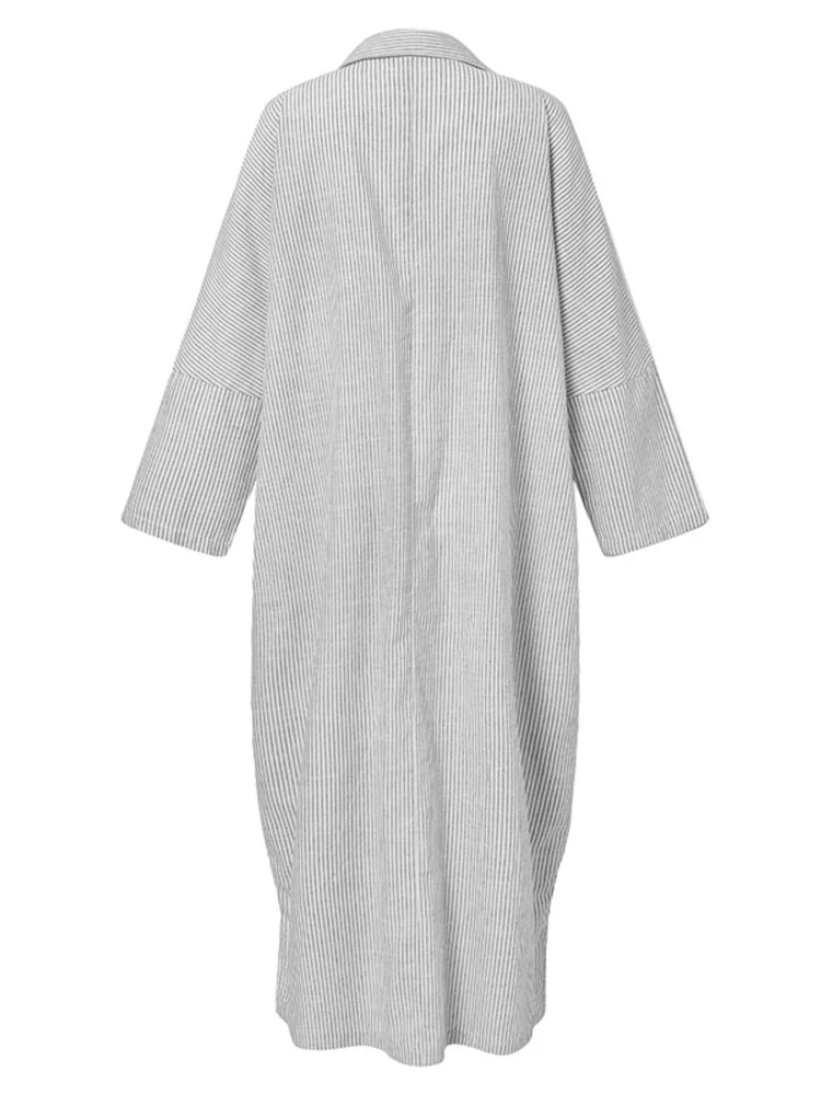 Suzan's Stripped Long sleeves -Loose Shirt Dress