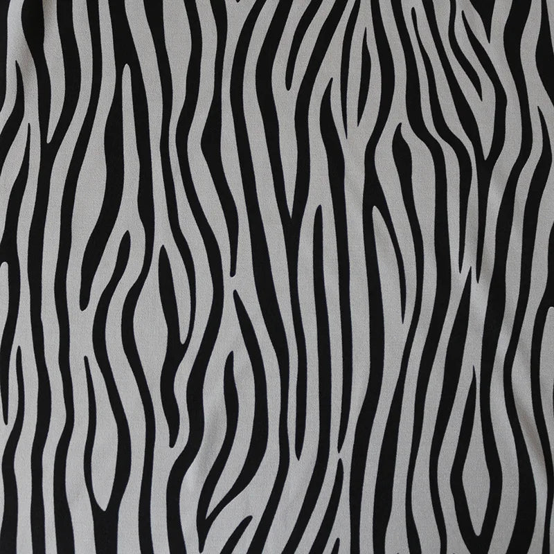 Zoe's Elegant, Zebra Print, Long Petal Sleeves, Trendy, Elegant, Stylish, Ruffles, Cross Pullover, Midi Dress