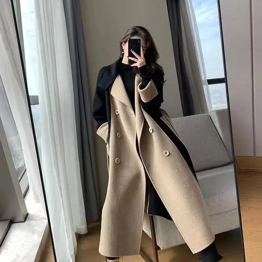 Lana's Winter, Trendy, Stylish, Vintage, Long, Double color, Woolen Coat