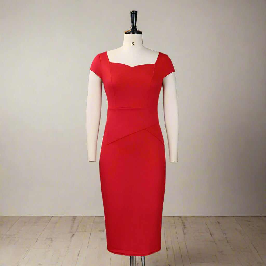 Lillian's Slim Fit, Plus size, Trendy, Fashionable, Office Style, Cap Sleeves, Pencil Dress