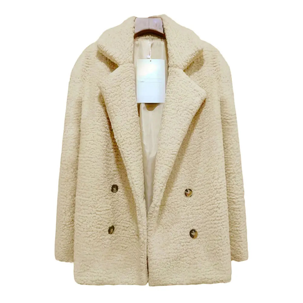 Julia's Winter Plush coat with Large collar & Buttons