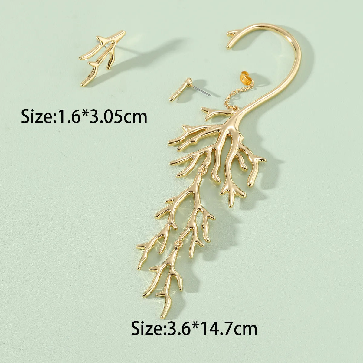 Shadya's Ear Hook Asymmetric trendy design Earrings- Gold