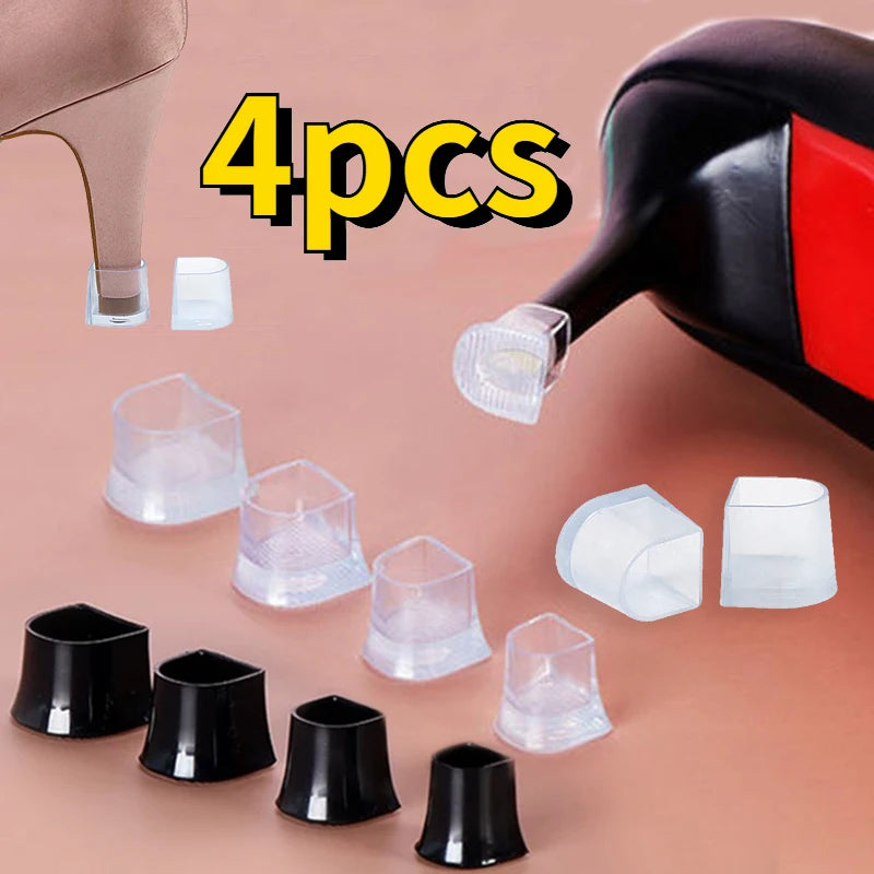 4Pcs/2Pair Anti-slip Silicone Heels Muted Protectors