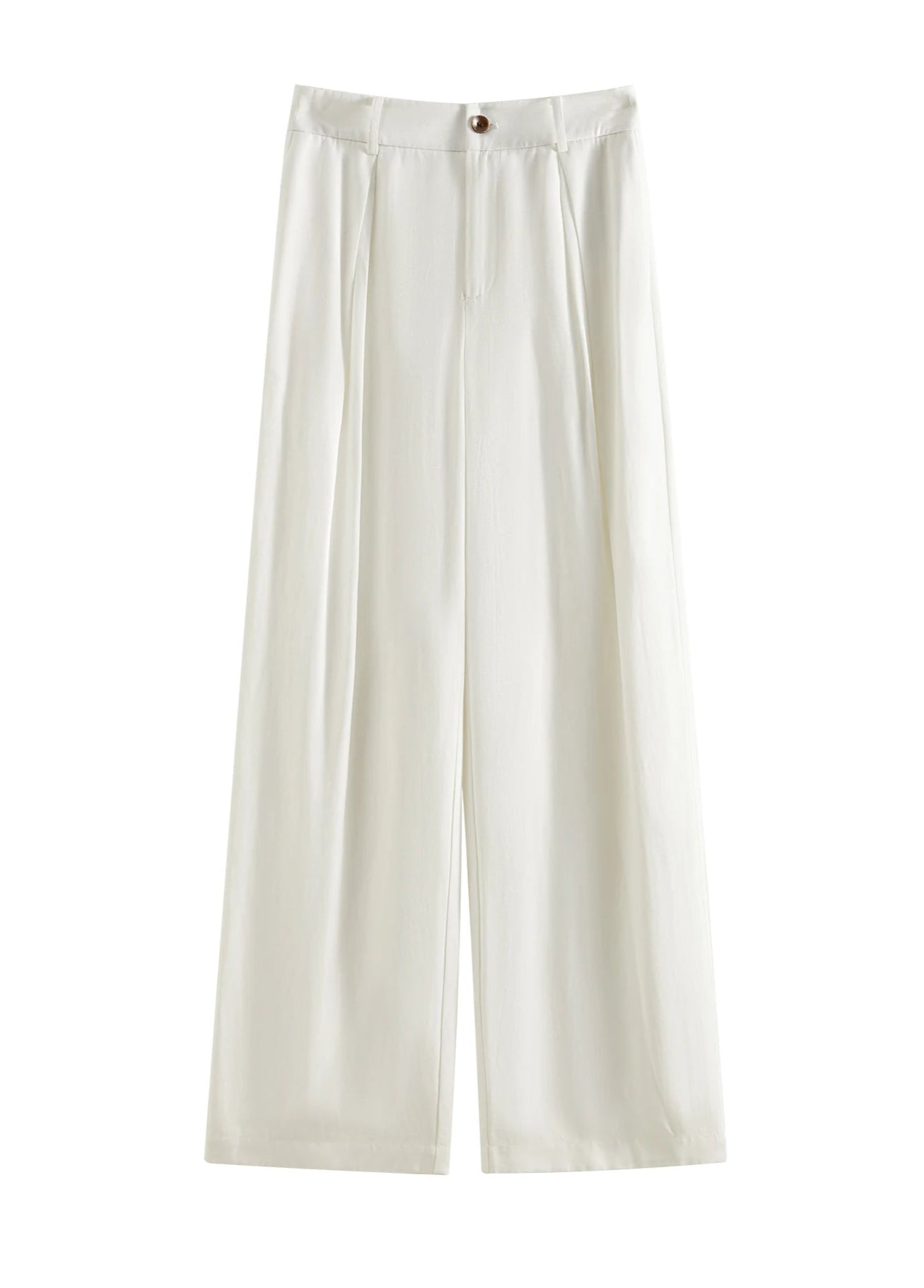 White wide-leg pants on a white background