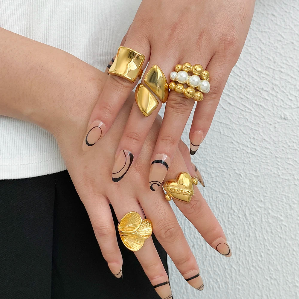 Olivia's Irregular chunky Gold Plated Stainless Steel Rings