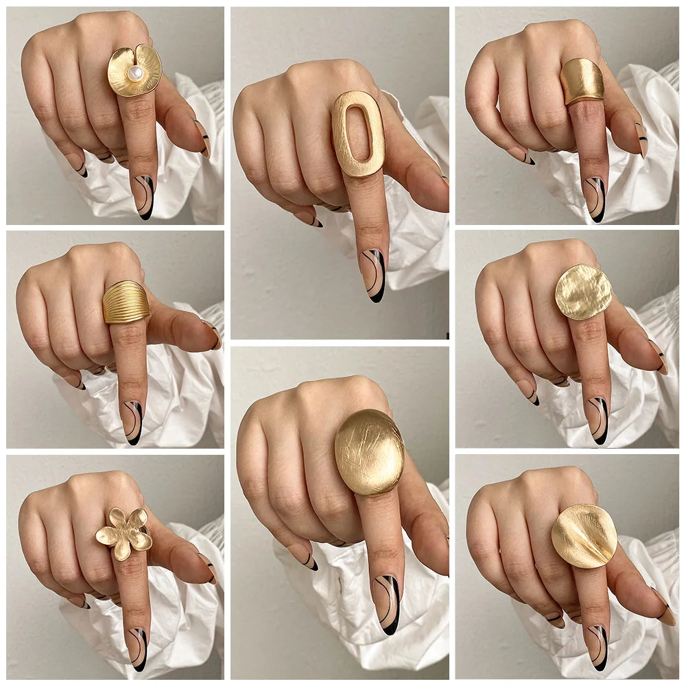 Vivian's Adjustable Irregular Geometric Matte Chunky Rings