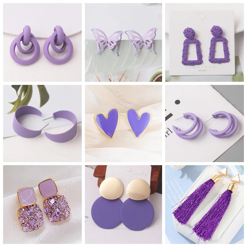 Hala's Purple, Multi Designs, Stylish, Trendy, Stud Earrings Sets