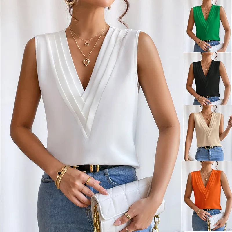 Farida's Elegant Sleeveless Chiffon Blouse