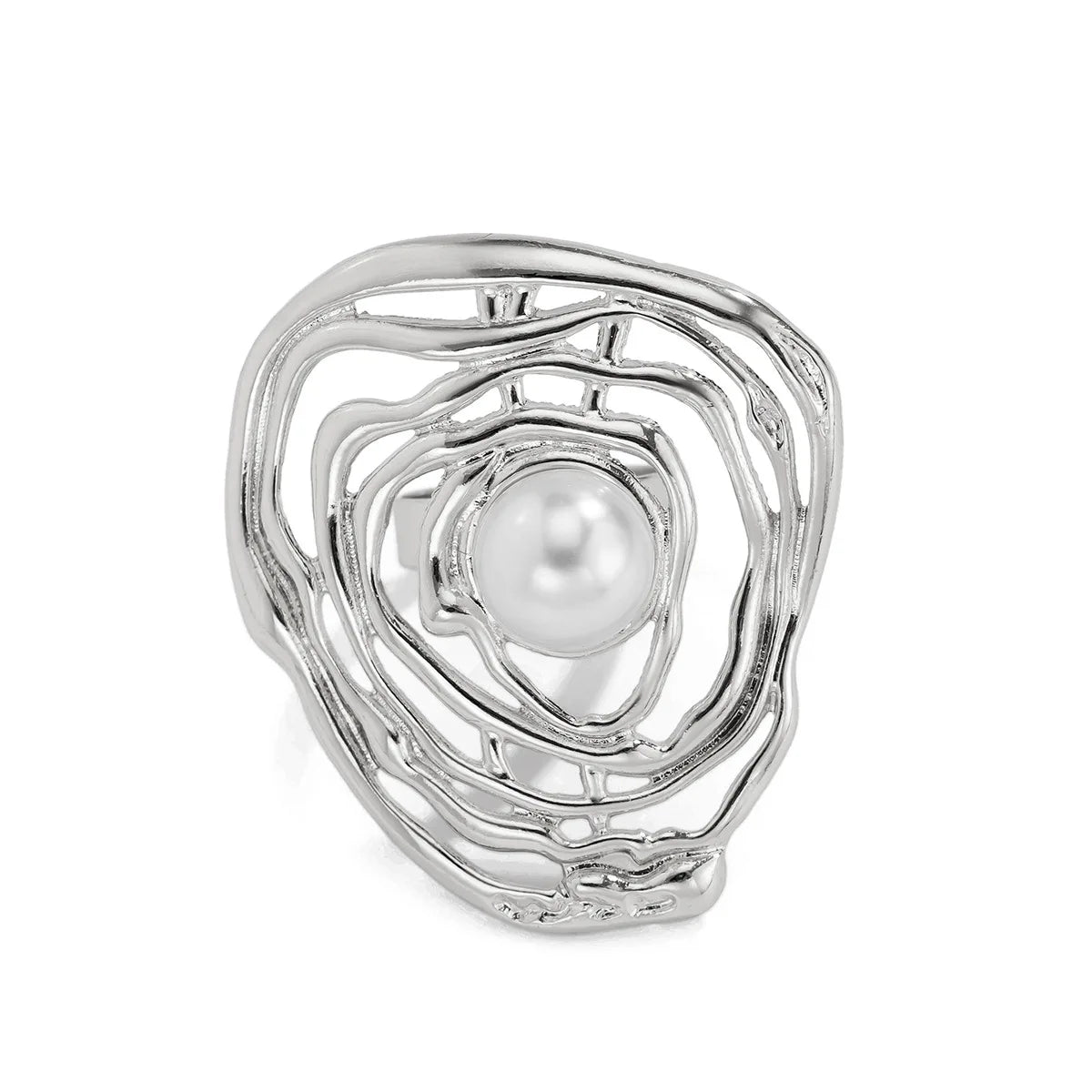 Huda's French Design Alloy ring with pearl