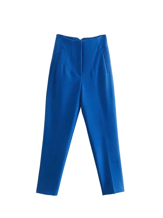 Heba's Chic Office High-waist Pants with zipper