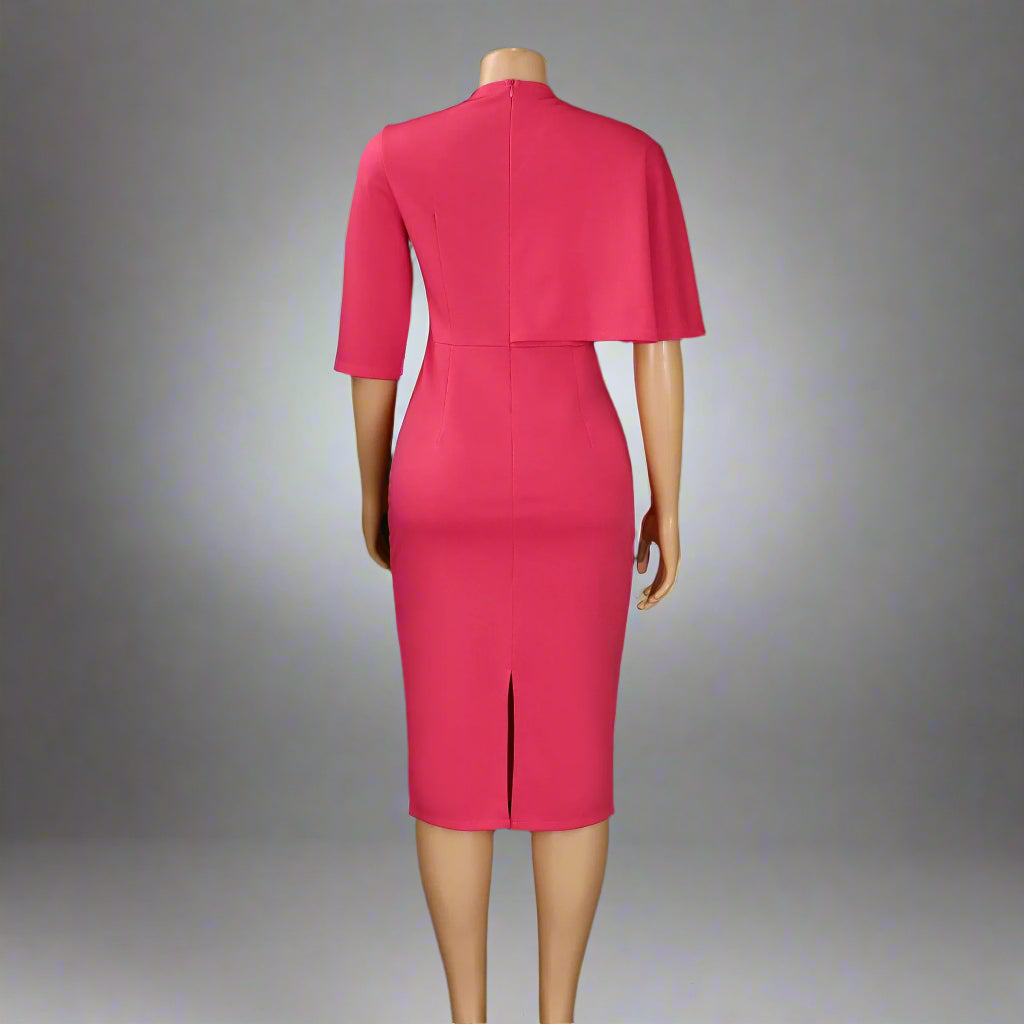 Nancy's Office style, Trendy, Stylish, Asymmetric Half Sleeves, Multicolor, Pencil Dress
