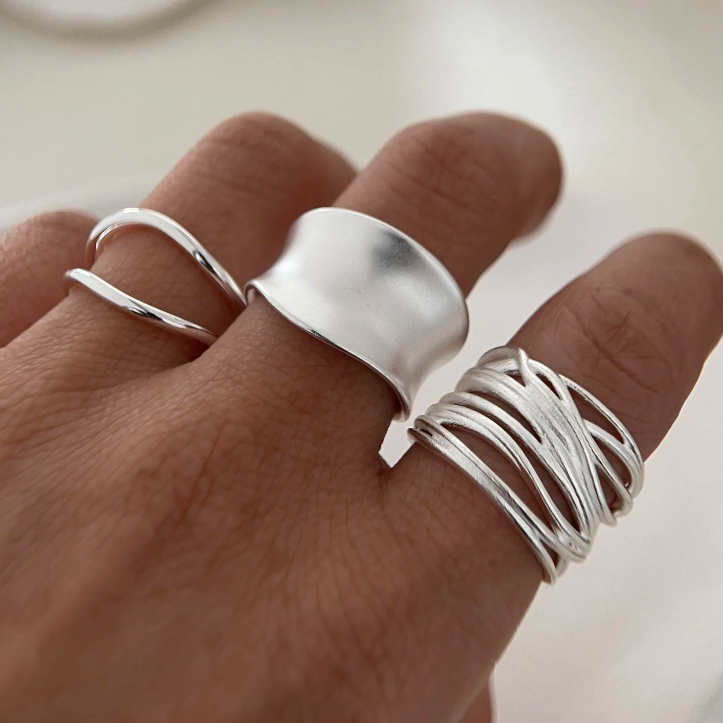 Miral's 925 Sterling Silver, Minimalist Handmade, Wide, Adjustable Ring