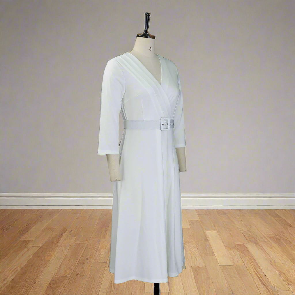 Samantha's Pleated, Trendy, Stylish, Formal, Office style, Sleeves, Midi Dress