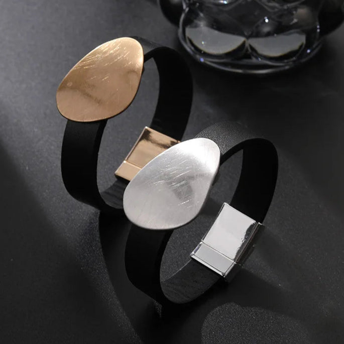 Tania's Trendy, Stylish, Vintage, Minimalist, Magnet Lock, Golden/Silver, Cuff, Bangles Bracelets