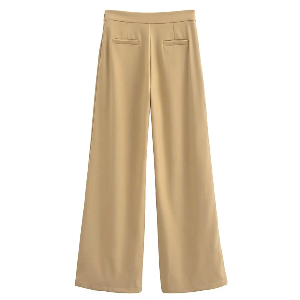 Lara's Slim-Fit elegant Bootcut stylish pants with wrap