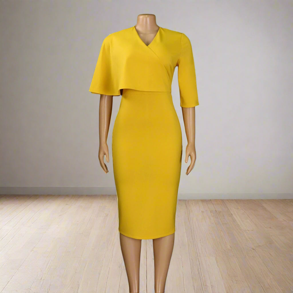 Nancy's Office style, Trendy, Stylish, Asymmetric Half Sleeves, Multicolor, Pencil Dress