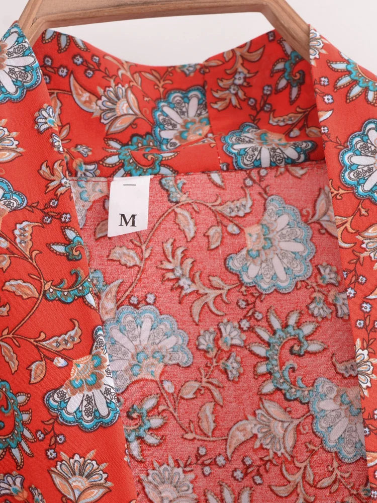 Patricia's Boho, Short, Kimono, Robe, Stylish, Trendy, Hippie, Printed, Floral, Bohemian Top