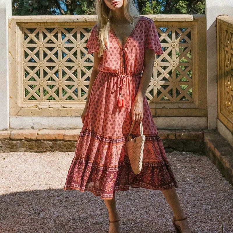 Yousra's Midi casual boho dress