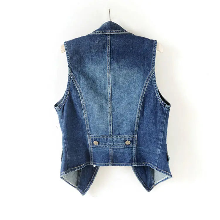 Paula's Casual, Waistline, Cotton, Denim, Vest