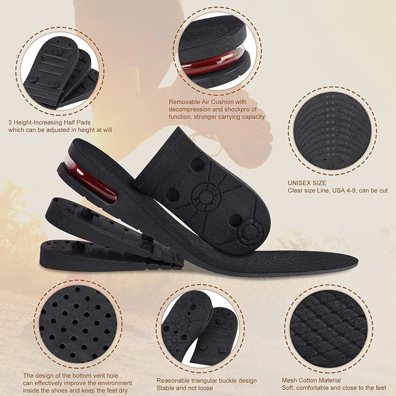 Unisex, Hight Increase, Insoles Cushion (3-9 cm)