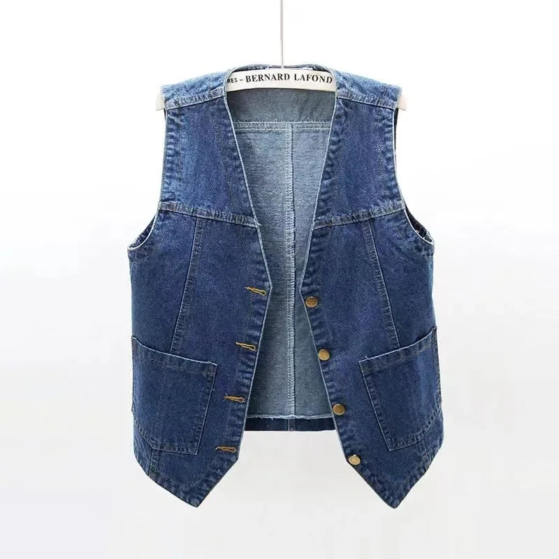Karen's Casual, Trendy, Stylish, Waistline, Cotton, Denim, Pockets, Pocket, Jeans Vest