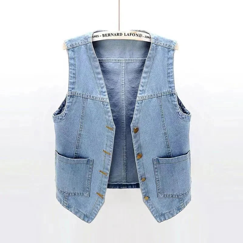 Karen's Casual, Trendy, Stylish, Waistline, Cotton, Denim, Pockets, Pocket, Jeans Vest