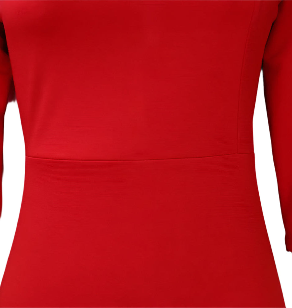 Ivanka's Solid color, Sheath, 3/4 Sleeves, Trendy, Stylish, Formal, Elegant, Midi, Office Dress