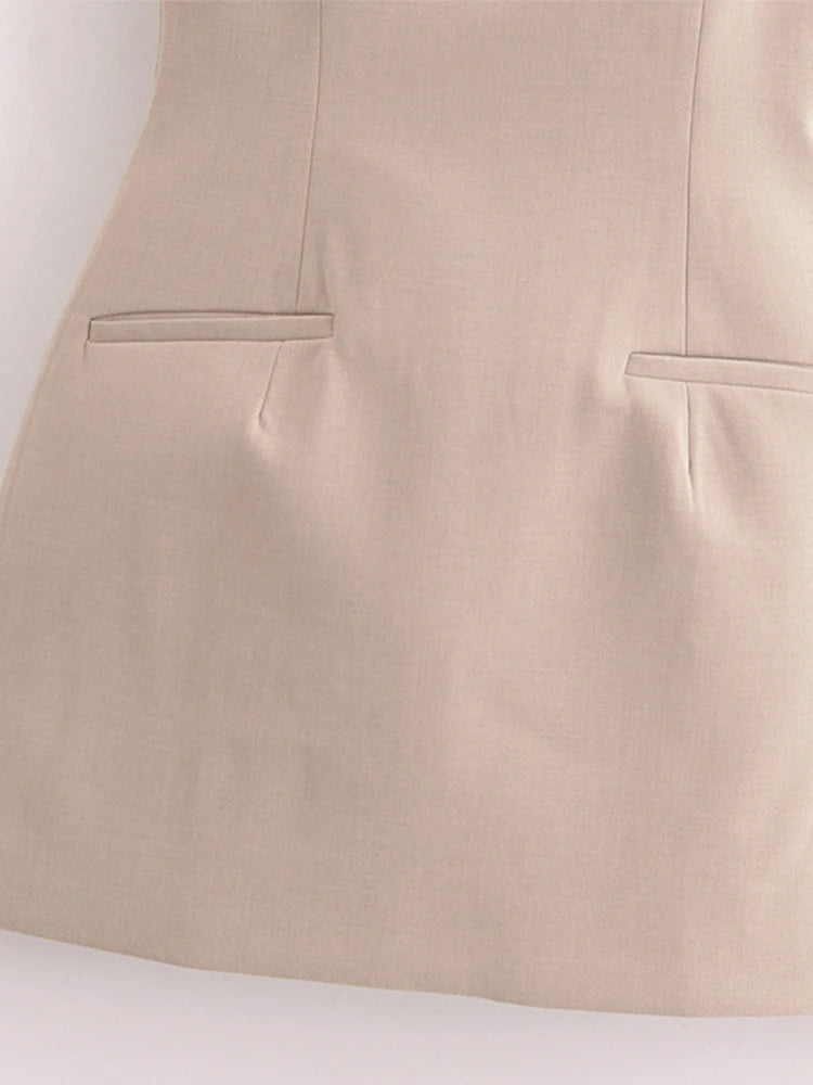 Sarah's Solid Color, Cap Sleeves, Trendy, Stylish, Slim, Square Neck, Zipper, Mini Dress