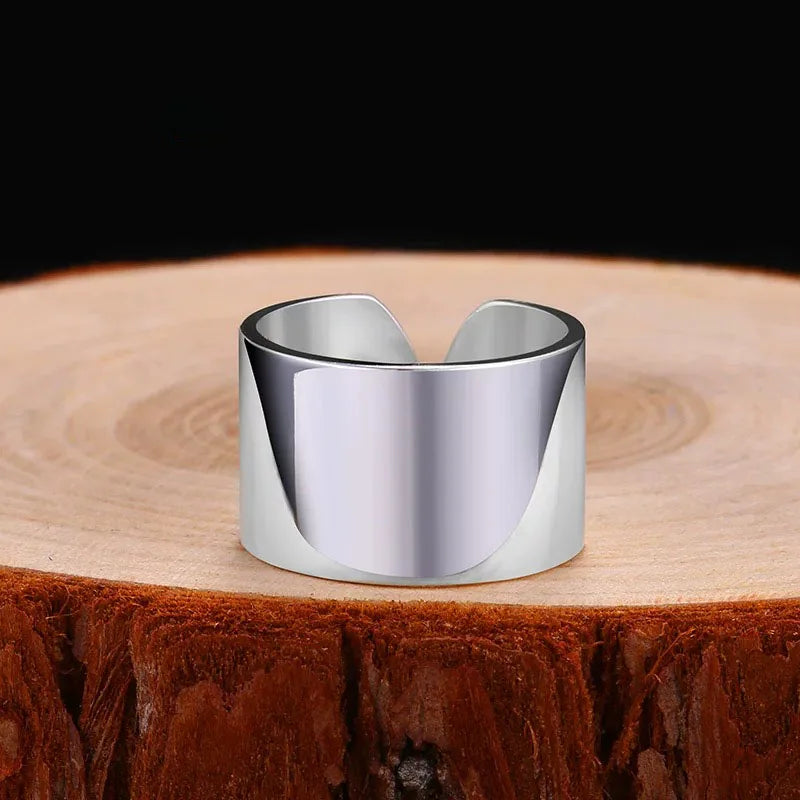 Adriana's 925 Sterling Silver, Couple Minimalist Handmade, Simple Wide Ring