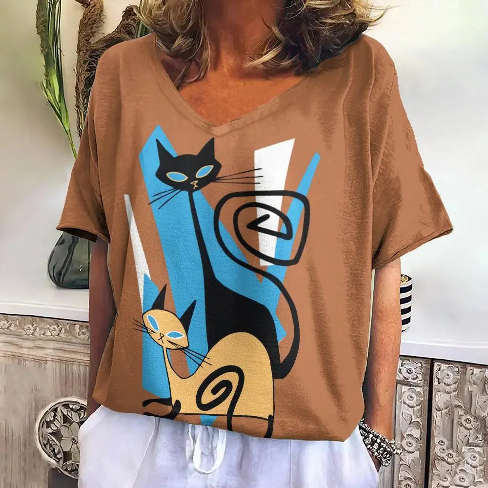 Huda's cat printed T-shirt