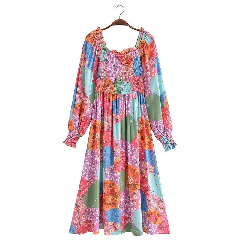 Didi's elastic chest casual long boho dress