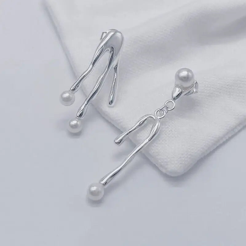 Lucy's 925 Sterling Silver, Vintage, Water Shape, Trendy Earring