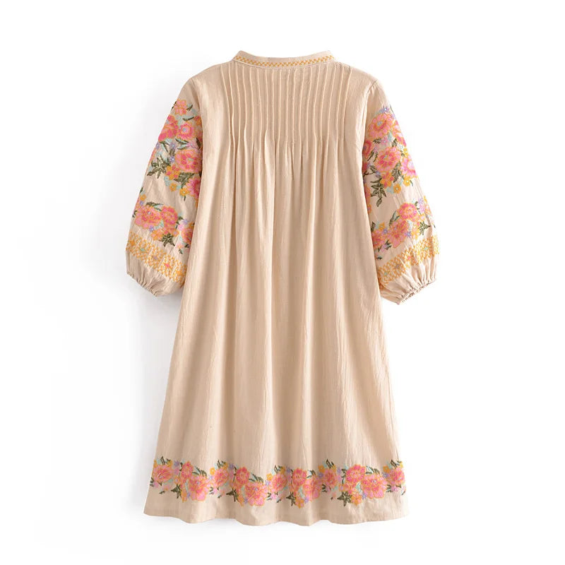 Elina's mini casual Sleeved Loose boho dress