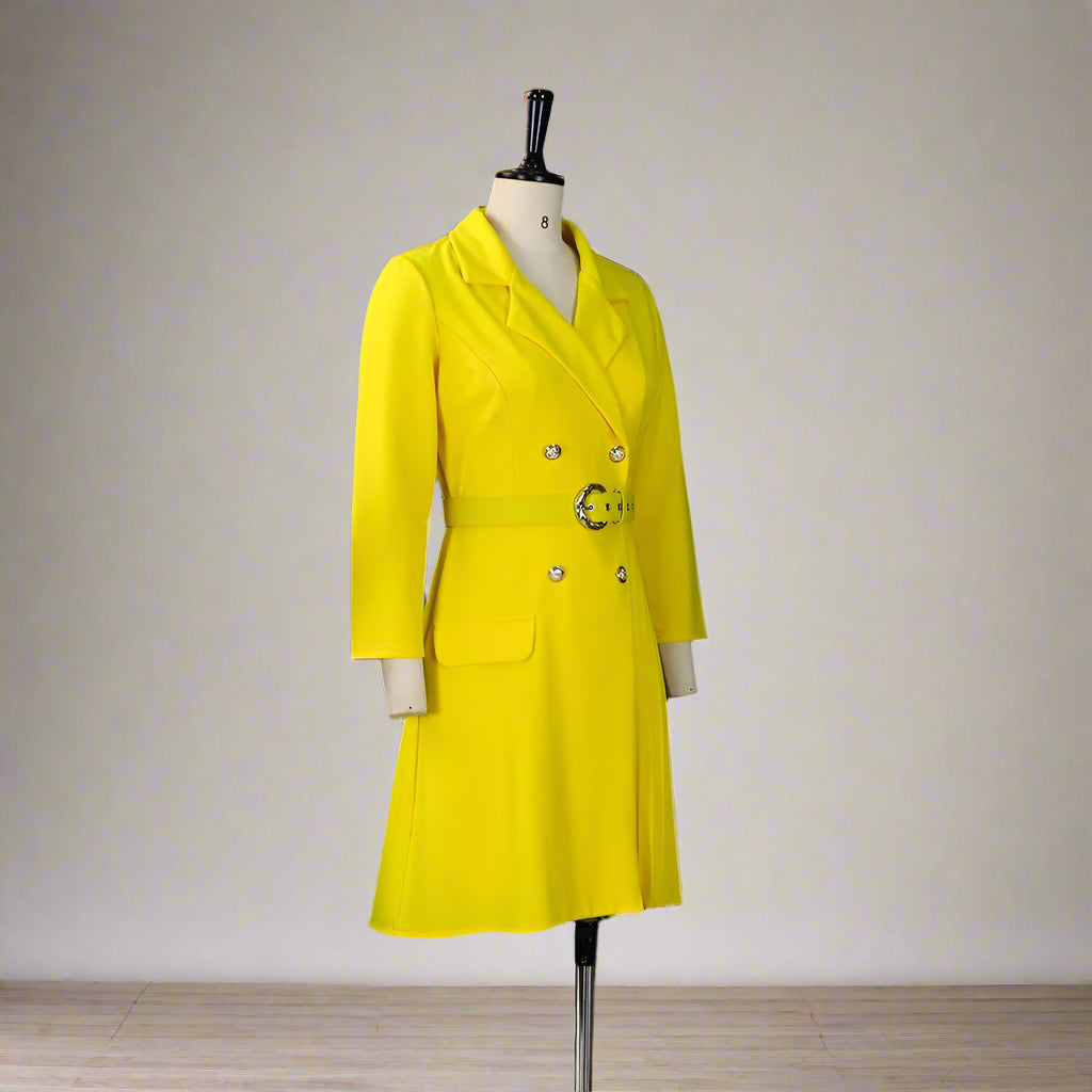 Stacey's Trendy, Stylish, Vintage, Pleated, On Knee, 3/r Sleeves, Solid Color, Office Dress