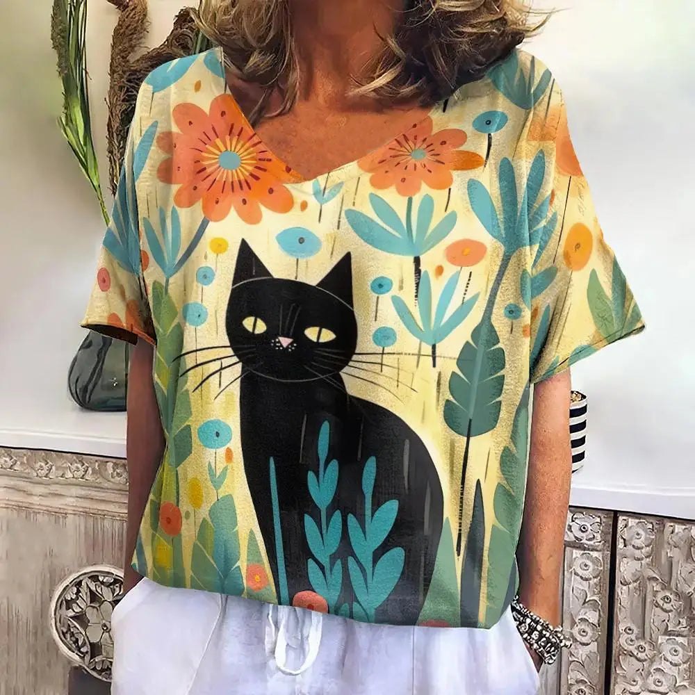 Huda's cat printed T-shirt