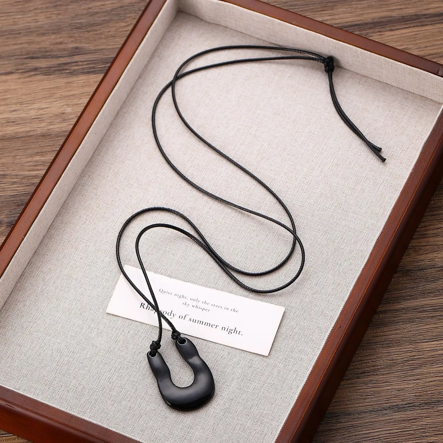 Rebecca's U Shape, Vintage, Trendy, Stylish, Red/Black, Adjustable, Leather, Long Pendant