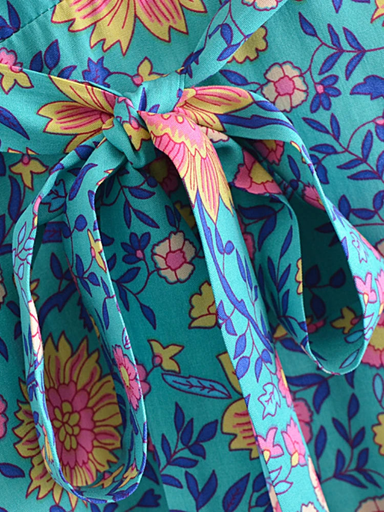 Kimmy's Hippie, Vintage, Stylish, Trendy, Boho, V-Neck, Floral, Printed, Bohemian, Mini Dress